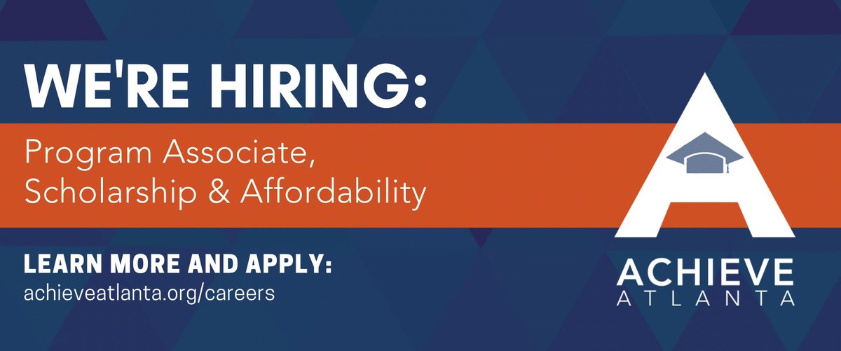 We’re #hiring! <a href="/AchieveAtlanta/">Achieve Atlanta</a> is seeking a Program Associate, Scholarship &amp; Affordability to review scholarship applications submitted by students, determine eligibility, and be a direct point of contact for students during the application process.

achieveatlanta.org/careers