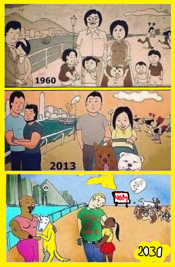 lionalvawest's tweet photo. Imagen años 1960-2013-2030
Foro Económico Mundial #NWO #nomercyinmexico
Evolución
#FueraBoric
#FueraNWO
#TesisPedofilia
#pedofilo
#PedofiliaEnLaChile
#IdeologiaDeGenero
#DejenALosNiñosEnPaz
#ConMisHijosNoTeMetas
#SomosResistencia
#NAMBLA
#RechazoAgenda2030 https://t.co/ZvrK0l0Ce9