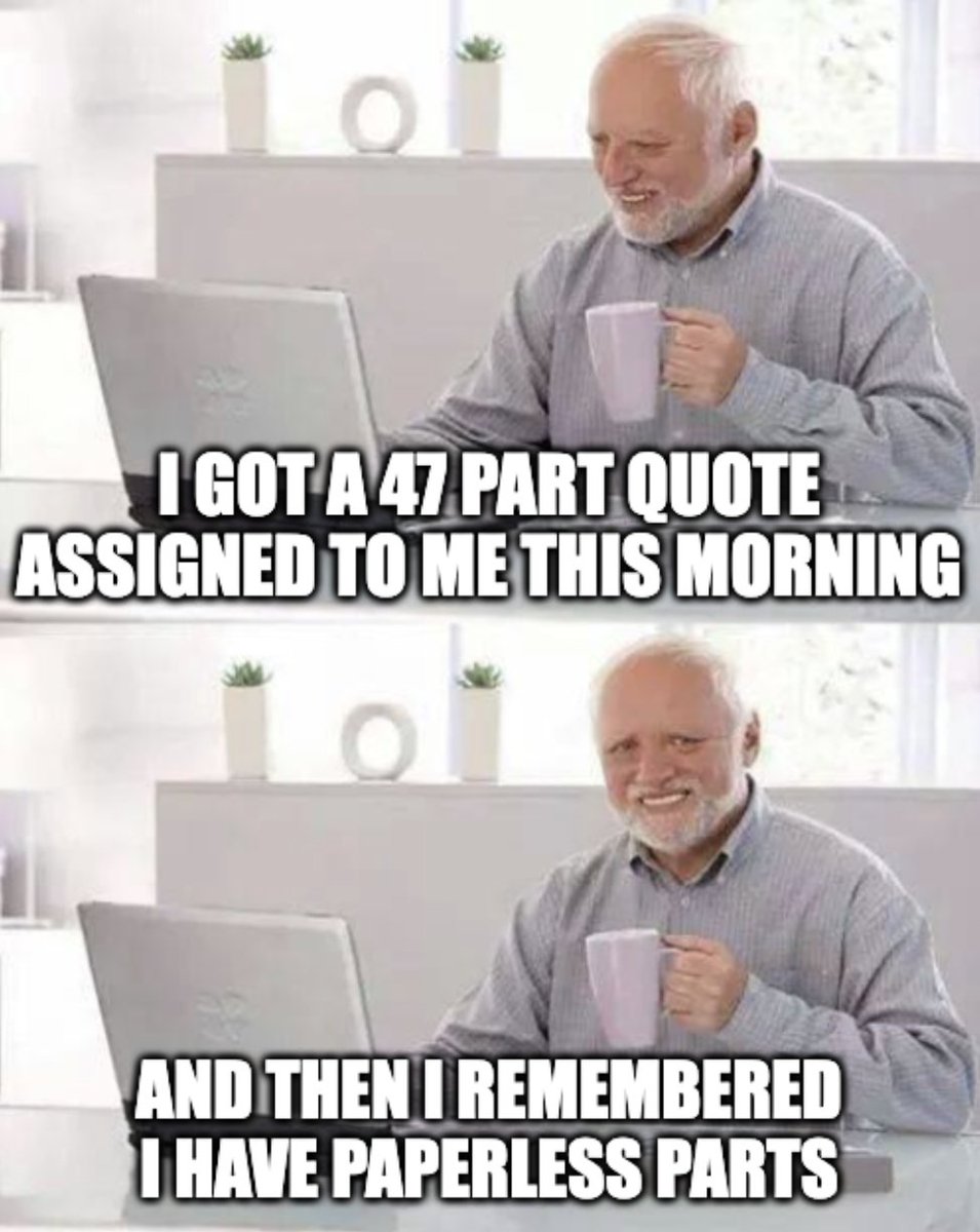 paperlessPARTS's tweet photo. "Work smarter, not harder" as they say.
Request a demo to see how Paperless Parts can help make quoting complex parts less stressful (and faster...and more accurate...) today: https://t.co/R3fs7QBg6r
#jobshops #manufacturingmemes #manufacturingindustry #manufacturingtrends https://t.co/ltnNJKD6IM