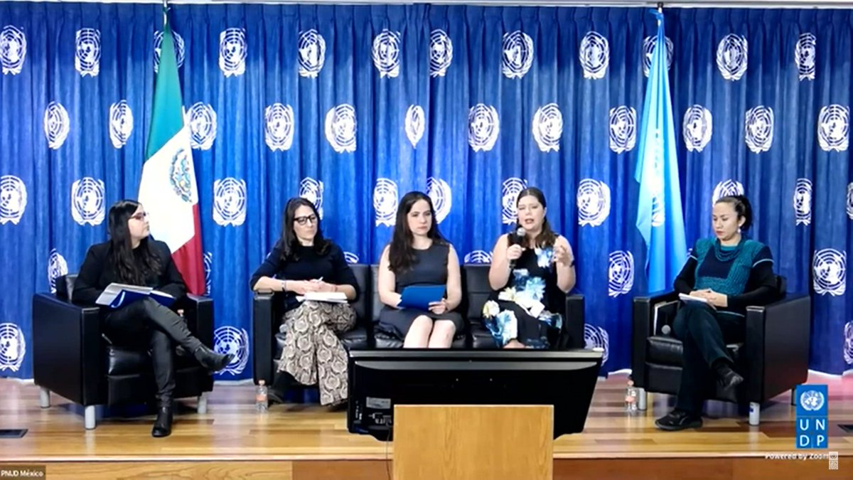 PNUD_Mexico's tweet photo. Participa: 
Sol Sánchez, @SolecitoSanR, Patricia Talavera, @Patitalavera, Margarita Cortés Cid, @mcocid,Catalina Reyes, @Catalina_R_S y modera Ana Mercedes Martínez, @anammtza https://t.co/bK7ScYpchM