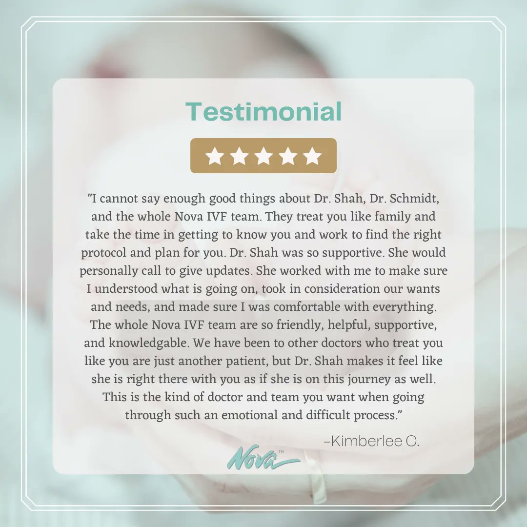 novafertility's tweet photo. Thank you for sharing your experience with us and we are happy to hear that you felt such support from our team. We are dedicated to making our patients feel comfortable and informed and always happy to hear we've done that.

#NOVAIVF #fertilityjourney #fertility #IVF #IVFjourney https://t.co/nq41QGa4Nb