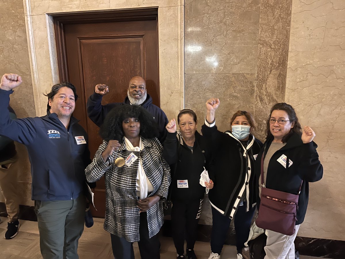 CoCoSouthLA's tweet photo. CoCo member leaders in action at City Hall demanding for the City Council to pass permanent tenant protections. #BlackBrownUnity #peoplepower https://t.co/I8tzs4Kgvu