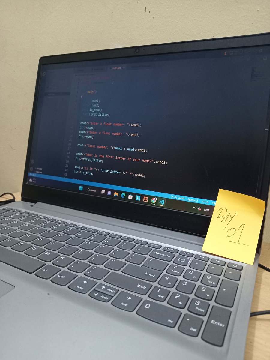 code_with_ndr's tweet image. Day 01 of my #100DaysOfCode
Honesty it was pretty cool. I ended up learning bunch of new things. Although those are basic things but it gave me tons of fun. I'm learning #cplusplus btw.
#programming #code