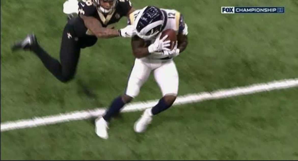 HoldenCantor's tweet photo. 4 years ago today there was a bunch of no calls that almost kept the Rams from going to the Super Bowl. 🥲 https://t.co/Lt4FaekkIP