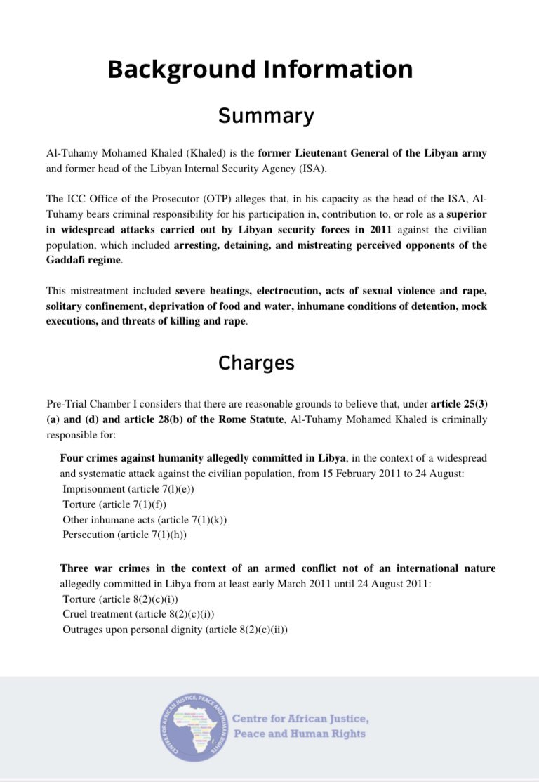 CentreRights's tweet photo. The Centre for African Justice would like to present the case of Tuhamy Mohamed Khaled. Our Capacity Building Team has been working diligently to provide these case briefs so make sure to check out our website! #icc #criminaljustice #cajph #education #casebrief https://t.co/eGY0xHkUBV