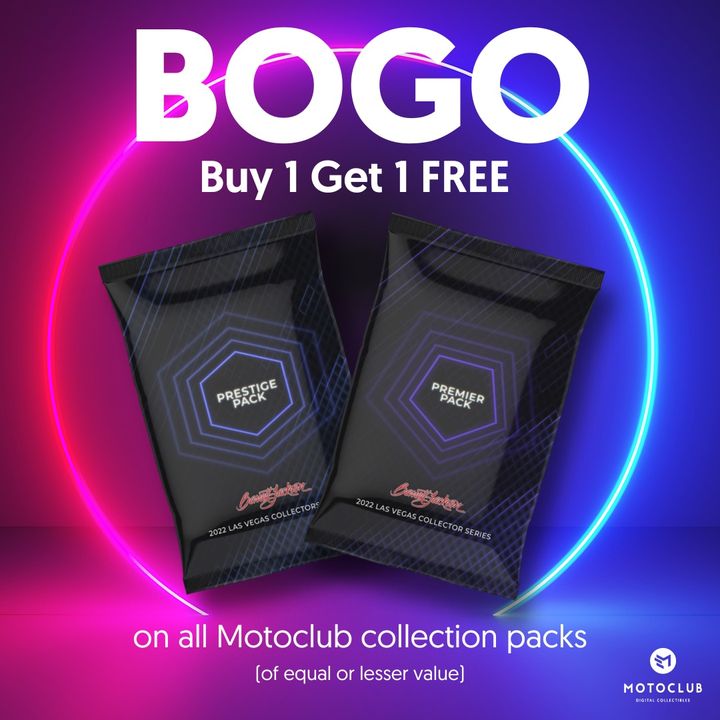 We're having a Buy One, Get One FREE Sale on all Motoclub collection packs!

Don't wait, this sale ends on January 23rd at 11:59 pm EST!

motoclub.io/barret-jackson/

#nft #barrettjackson #cars #bogo #sale #collector #limitededition #automotive #metaverse #collectionpack