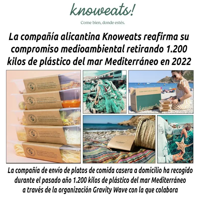 hosteleriaenvlc's tweet photo. La compañía alicantina Knoweats reafirma su compromiso medioambiental retirando 1.200 kilos de plástico del mar Mediterráneo en 2022
https://t.co/WnsskRnWnU
@knoweats #Knoweats #HosteleriaEnValencia #Greenpeace #ResiduosPlasticos #MarMediterraneo #GravityWave #RetirandoPlasticos https://t.co/wH2rMEFLn5