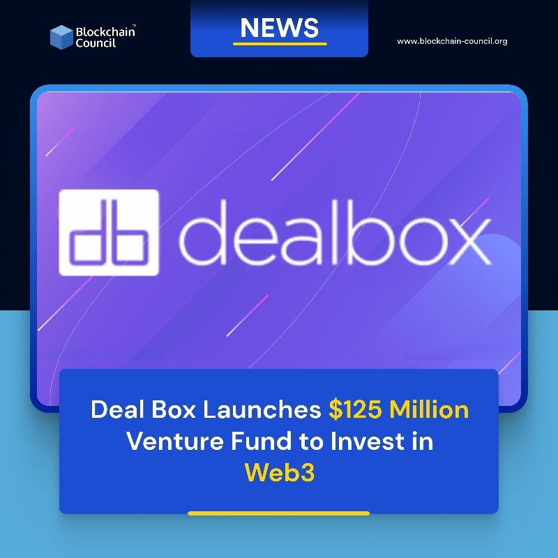 bcc_council's tweet photo. Deal Box launches $125M Blockchain and #Web3 venture fund. The firm previously specialized in #tokenizing equity and bond issuance for #startups.🎯

Visit: https://t.co/w0JcXuRmUE

#BlockchainCouncil #News #DealBox #web3community #blockchaincommunity #Blockchain @dealboxinc https://t.co/aXp2WRl0QU