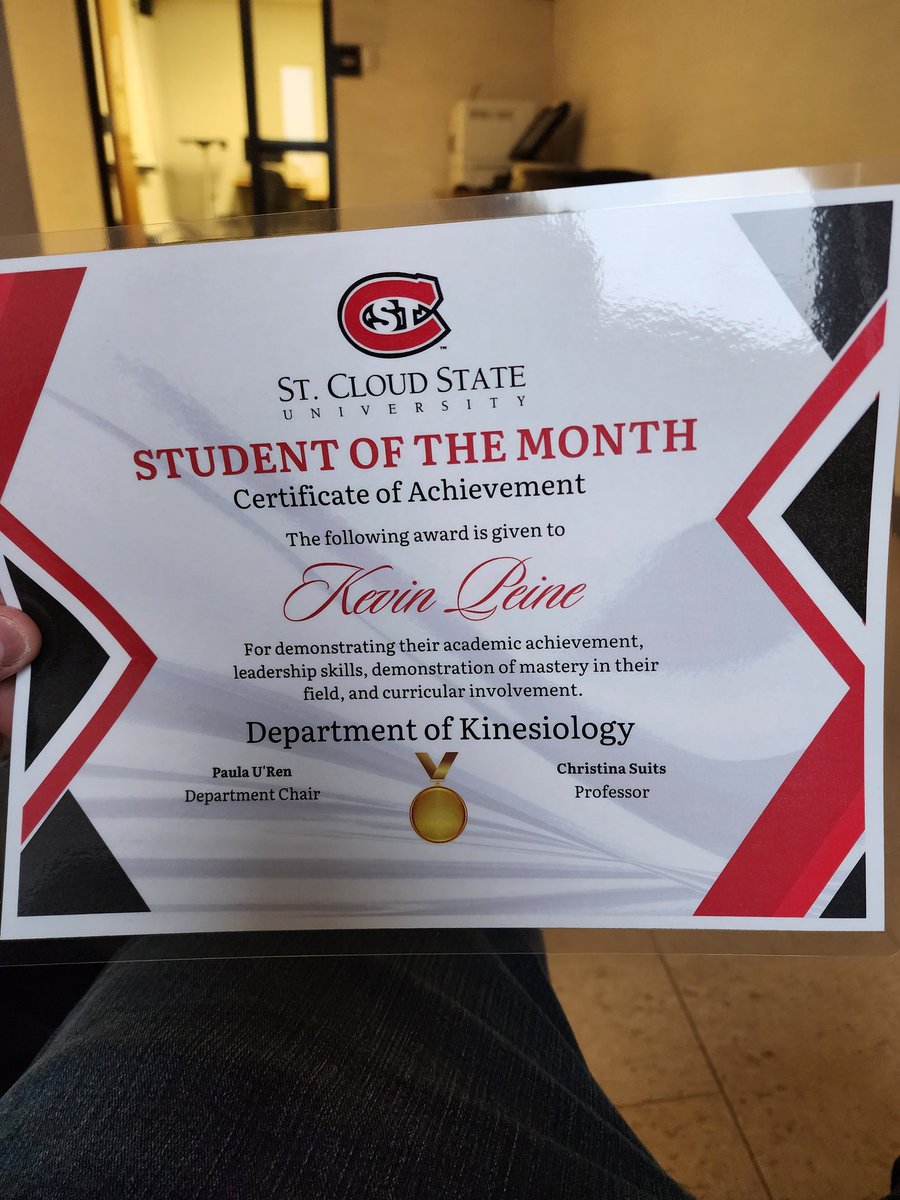 So, I was selected as a Kinesiology student of the month at @stcloudstate. I am honored to be one of the students picked for this award #BHuskiesPROUD