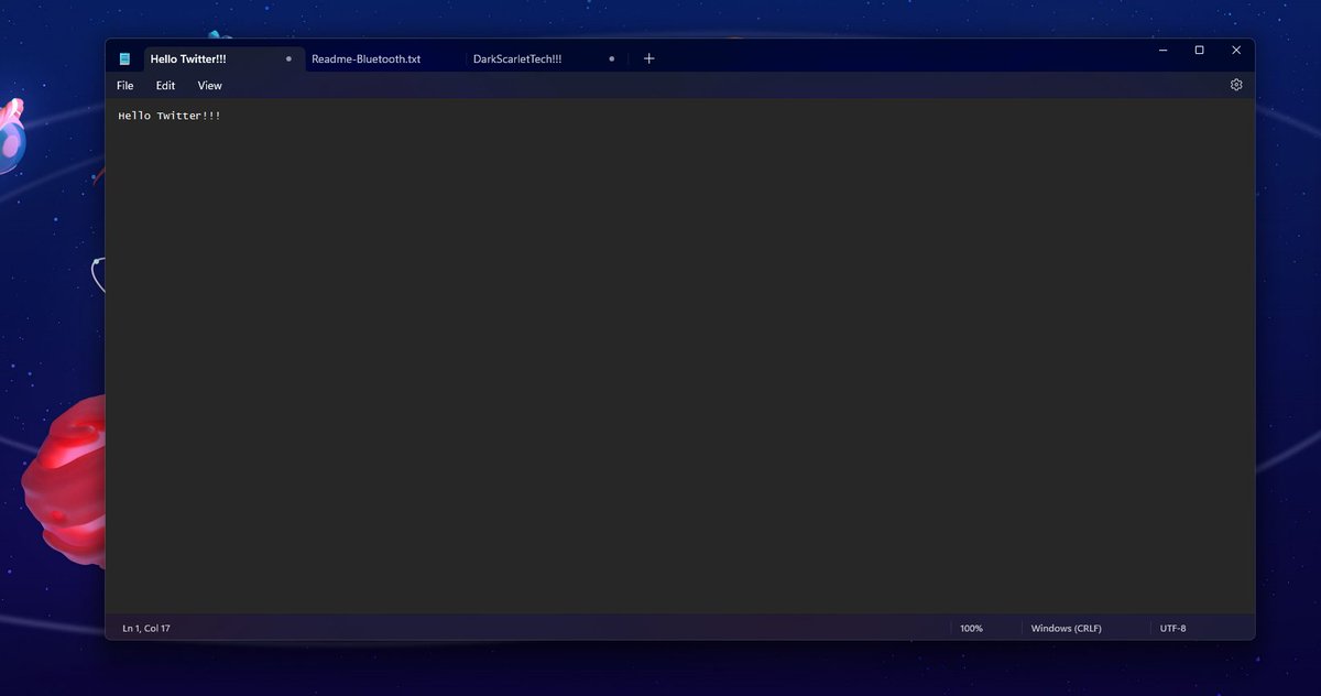 DarkScarletTech's tweet photo. A look at the new Tabbed Notepad in #Windows11 !
Note: Stable channel can get this by using store rgadguard!!!

#windows11 #windowsinsider #FluentDesign https://t.co/WeWrEpu1Gm