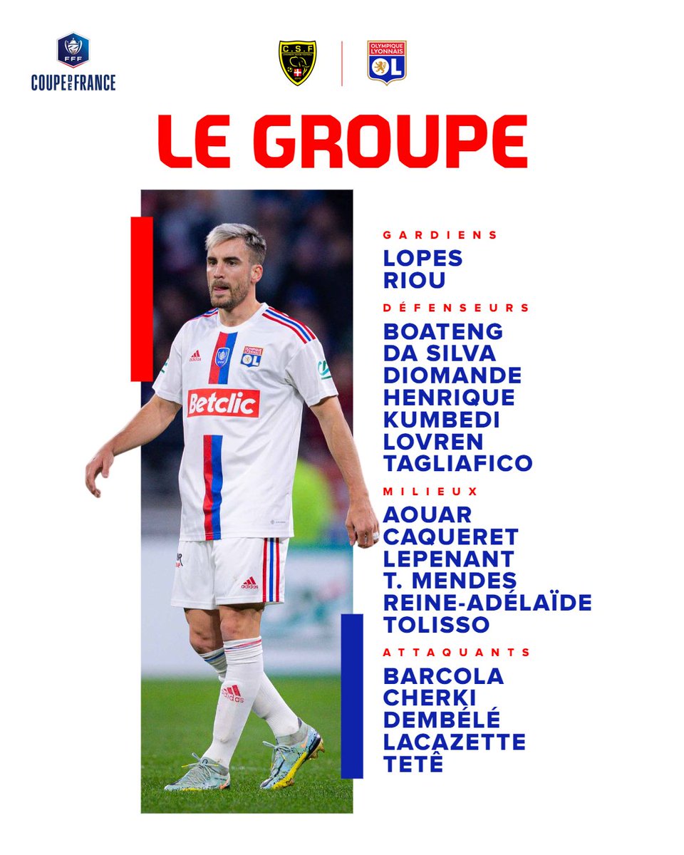 Nos 2⃣0⃣ Lyonnais convoqués pour le 16e de finale de <a href="/coupedefrance/">Хамидов Мехродж</a> face à Chambéry Savoie Football, ce samedi à 15h30 👊🔴🔵

#CSFOL #CoupeDeFrance