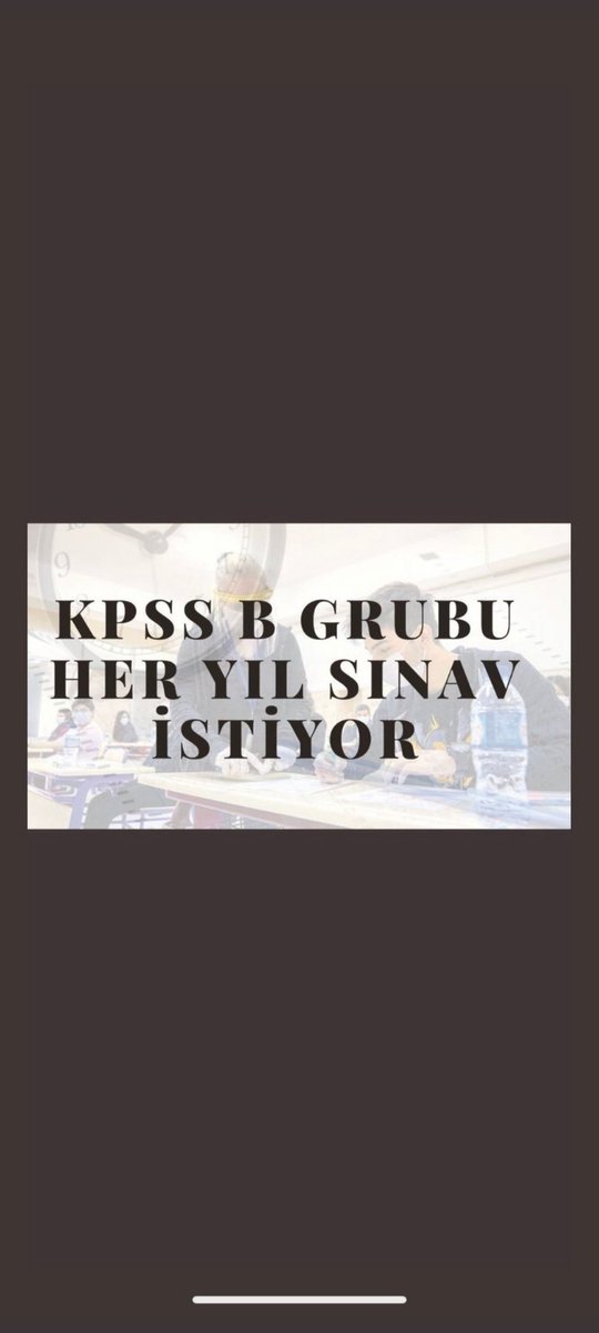 <a href="/RTErdogan/">Recep Tayyip Erdoğan</a> Kpss A grubuna tanınan haklardan KPSS B grubu olarak bizler de faydalanmak istiyoruz
Bu duzen değişmelidir artık . Kpss B grubu sınavı her yıl olmalıdır