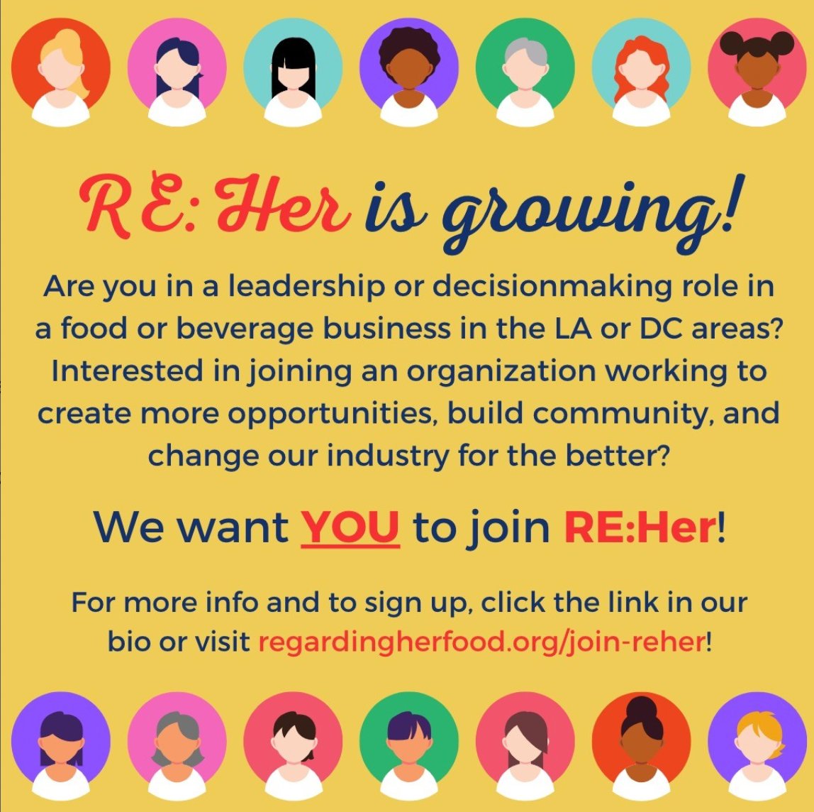 MarySueMilliken's tweet photo. RE:Her is growing! They're expanding their membership beyond owners to include leaders and key decision-makers in food & beverage in LA & DC. They're so excited to throw open our doors to amazing women-identifying leaders!
Details ➡️ https://t.co/6f6zfiEL4Y
#ReHer https://t.co/TqwOq00g6N