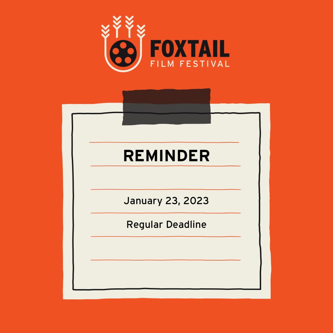 It’s about time, the regular deadline is coming up THIS MONDAY! For submissions check out our website, link in bio!

#IllinoisStateUniversity #ISU #FoxtailFilmFestival #FoxtailFilmFest