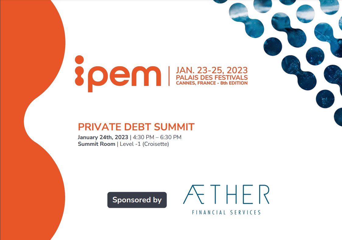 All the <a href="/aetherFS/">Aether Financial Services</a> team is happy to meet you on January 23, 24 and 25 in Cannes for the <a href="/IpemMarket/">IPEM</a>.
A great opportunity for us to meet our clients, partners and once again the entire IPEM team !
Find us: ipem-market.com/wp-content/upl… #privateequity #ipemcannes2023 #event