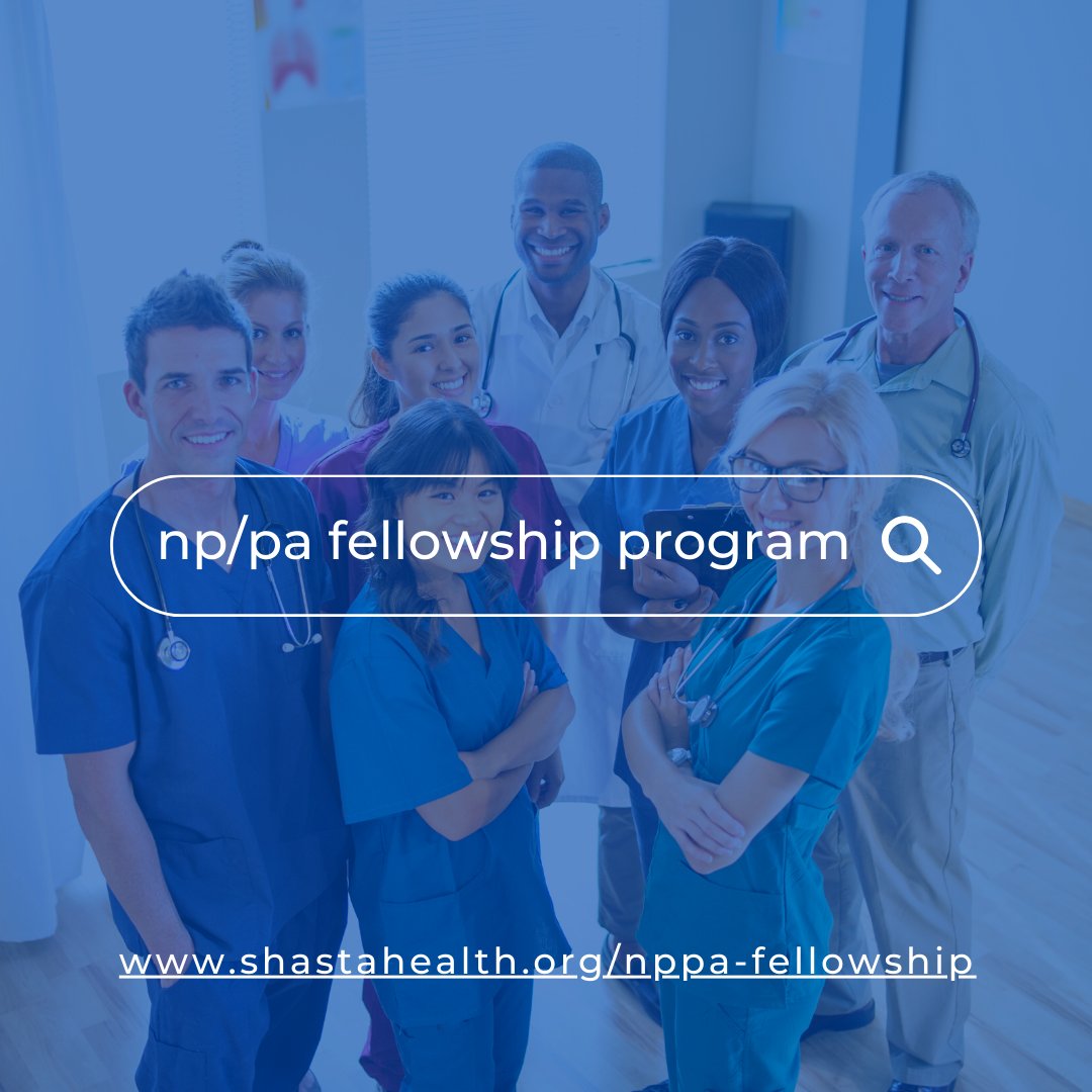 Are you a newly graduated NP or PA and looking for a fellowship program? We are now accepting applications for our 2023 NP/PA Fellowship Cohort! To find out more  or to apply, visit shastahealth.org/nppa-fellowship.

#nursepractitioner #physicianassistant #FellowshipProgram