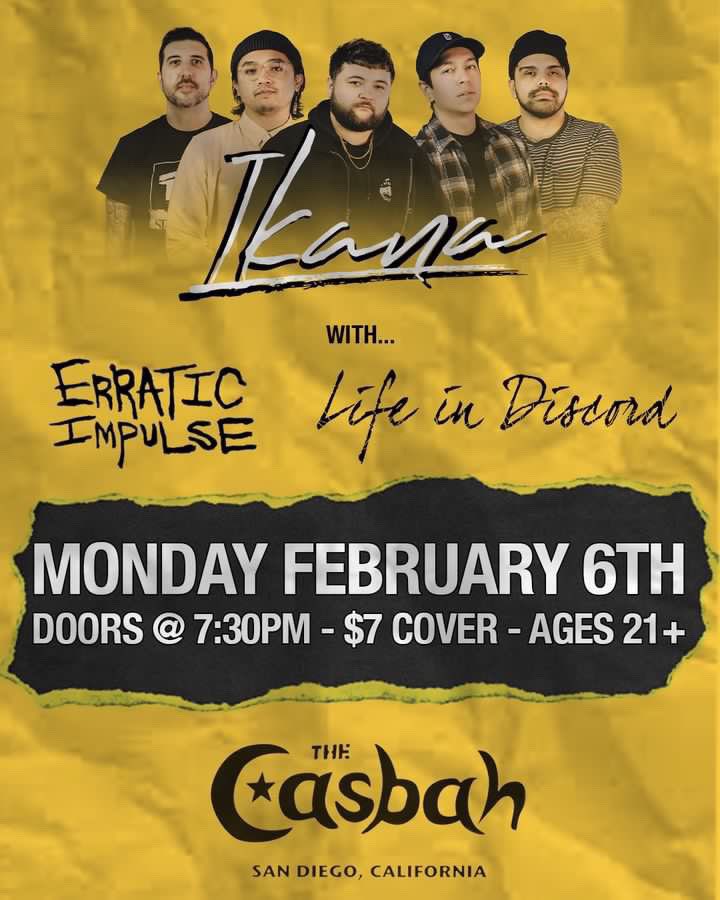 Ripping a gig on February 6th with the homies in Ikana and Erratic Impulse at The Casbah 🥳✌🏼 pulling out some of the heavier ones for this, let’s party