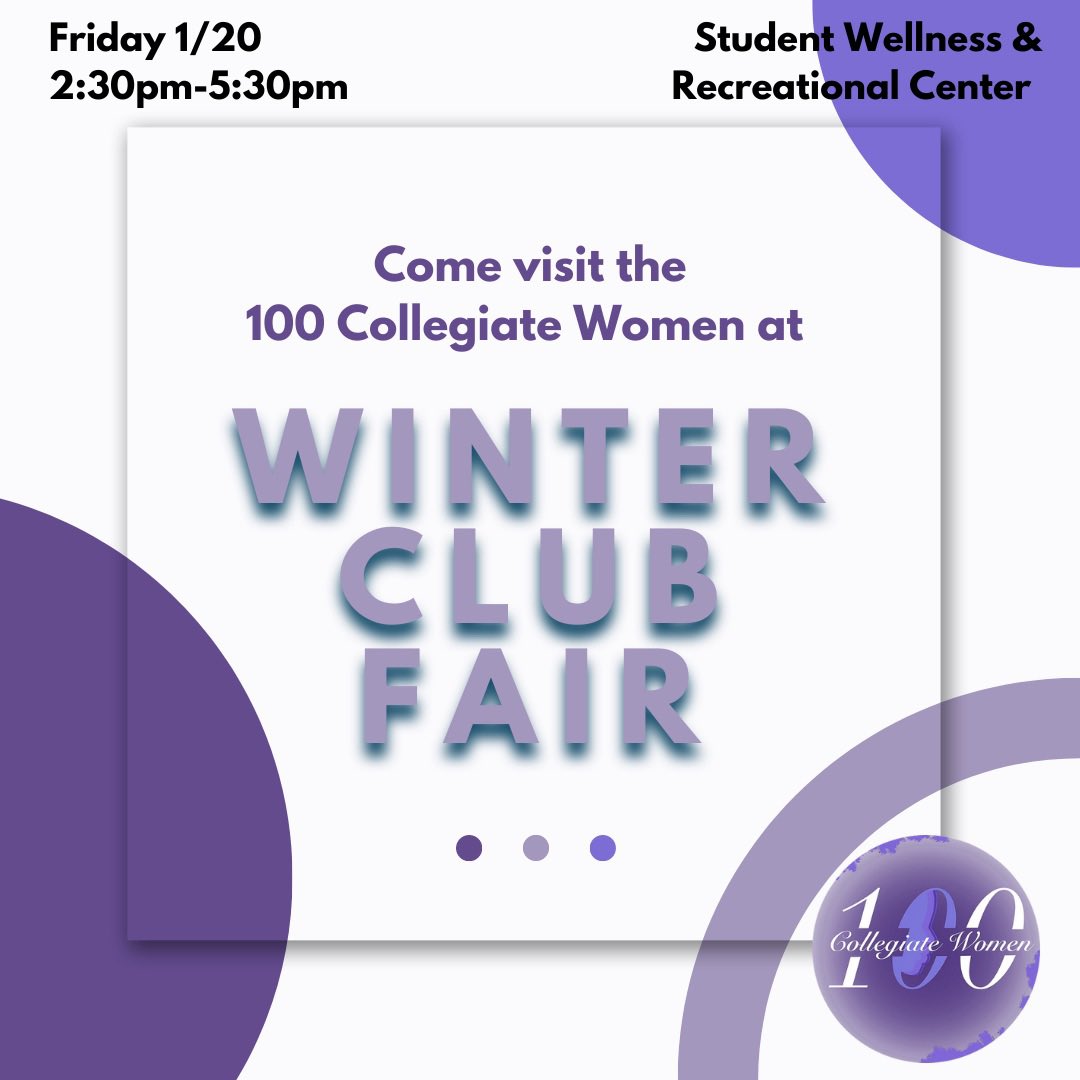 100cwR's tweet photo. Y’all come visit us TODAY at the Winter Club Fair!🥰💜🤍 In the student recreation and wellness center at 2:30pm!!!! https://t.co/qE304chWIz