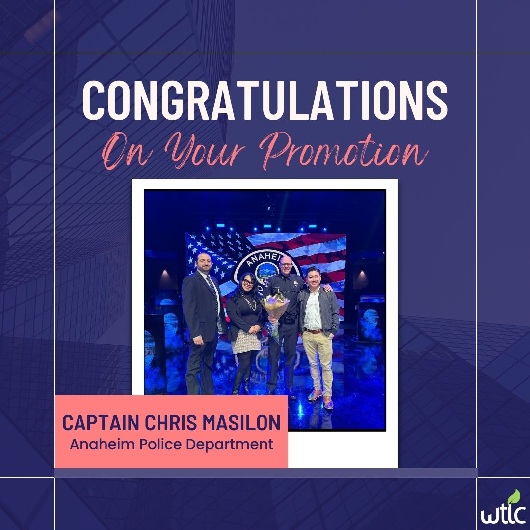 Congratulations on your promotion, Captain Chris Masilon of the Anaheim Police Department! We hope this promotion brings all kinds of new challenges for you. Good luck in your new position! #promotion #wtlc #anaheimpd #oc