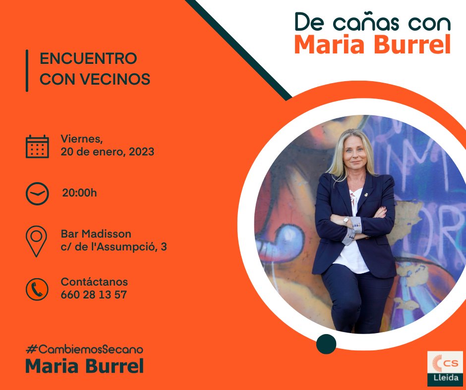 Cs_Lleida's tweet photo. 👋Dentro de una hora te esperamos en el Secano para escucharte.
💬 ¿Qué necesita el barrio? ¿Cómo podemos ayudarte?
👉 Nosotros no te vamos a imponer nada, somos tu voz.
📆 Viernes, 20 de enero
🕗 20:00h
📍 Bar Madisson, c/ de l'Assumpció 3
#lleidamorfosis #cambiemossecano https://t.co/H6ncetbLH4