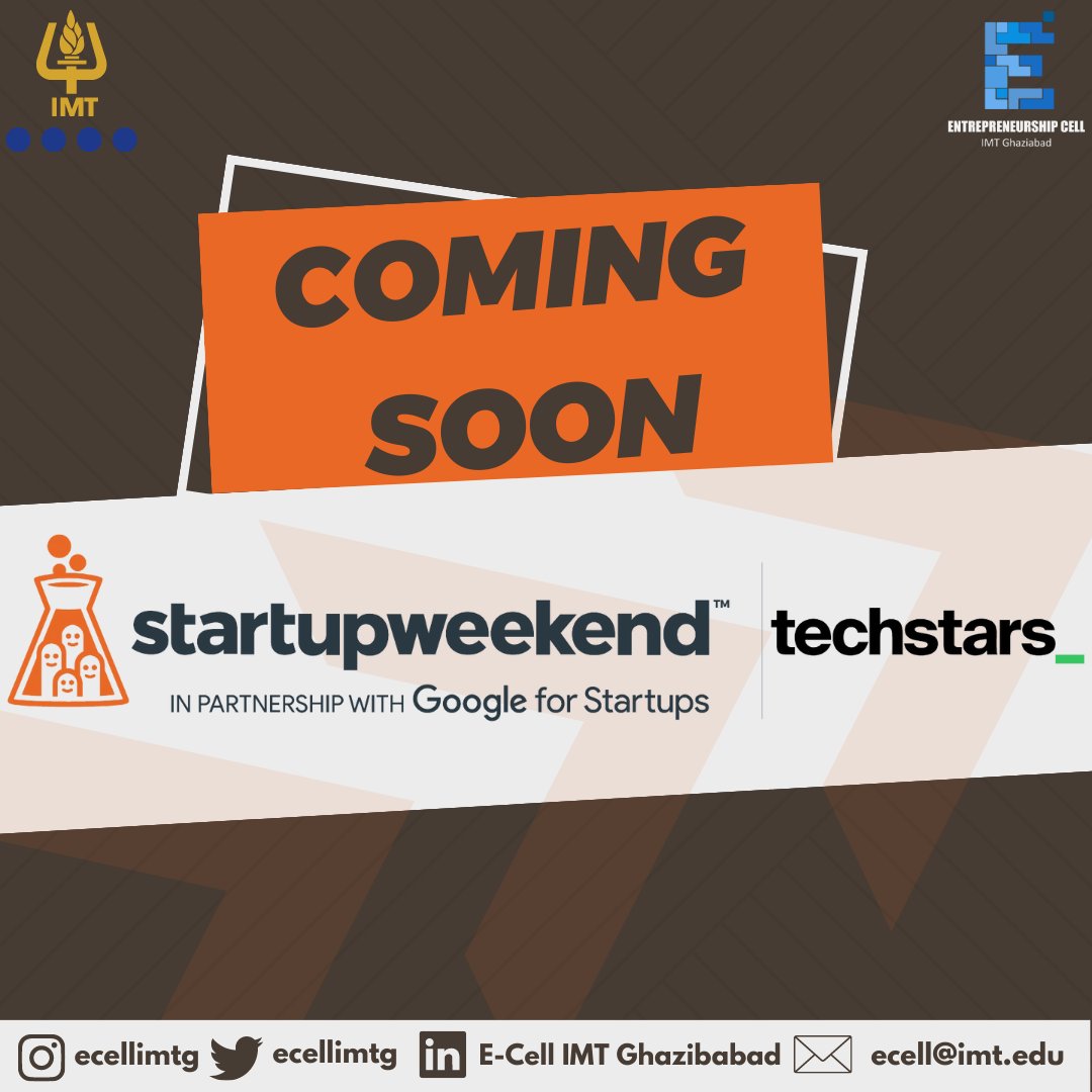 ecellimtg's tweet photo. There are so many events coming up at E-Cell that we can't wait! Get ready for an exciting and high-voltage weekend! E-Cell in partnership with Techstars is proud to present “Startupweekend”!  
Remember good things come to those who wait so keep a check on this space for more.. https://t.co/VsAeWT2aTC