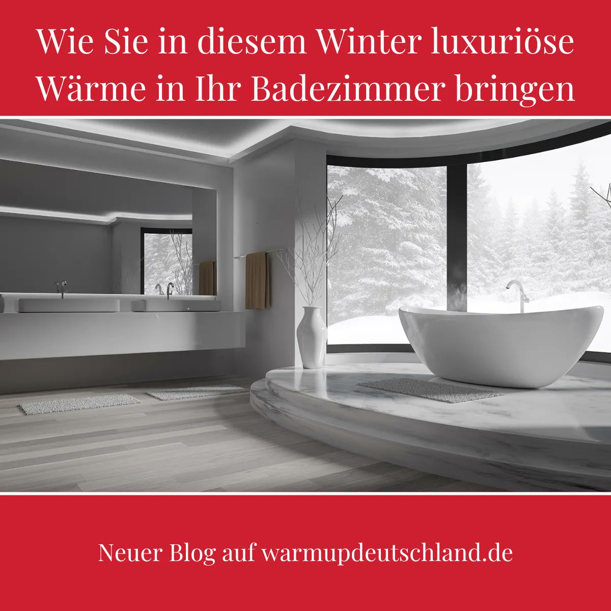 WarmupDE's tweet photo. 🟥 Neuer Blog: Wie Sie in diesem Winter luxuriöse Wärme in Ihr Badezimmer bringen 🟥
Den Beitrag findet ihr hier: https://t.co/NUF9hcz0W2
#warmup #heizenmitstrom #smartthermostat #smart #effizeitesheizen #bodenheizung #elektrischefussbodenheizung #renovierung #heizmatte https://t.co/f91PrXzaH9
