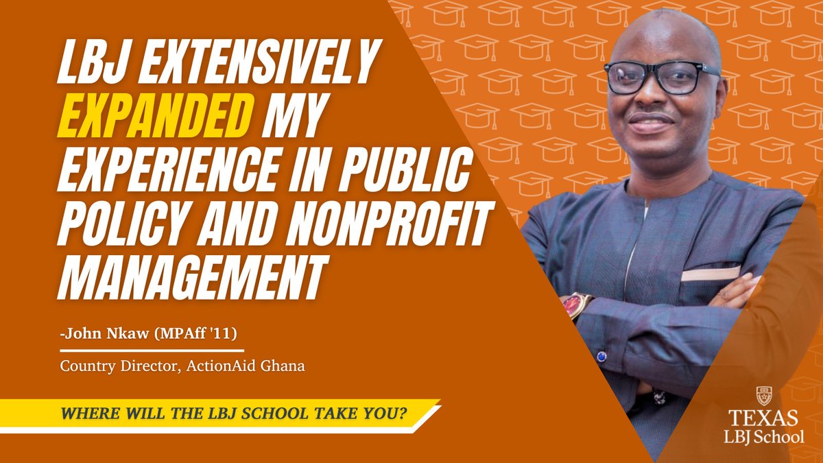 TheLBJSchool's tweet photo. #AlumniFeature: John Nkaw (MPAff '11) is leading projects on social justice, gender equality, and poverty eradication as @ActionAidGhana's Country Director.
Read more: https://t.co/ueao2NYNPZ https://t.co/vO70OHOiR0