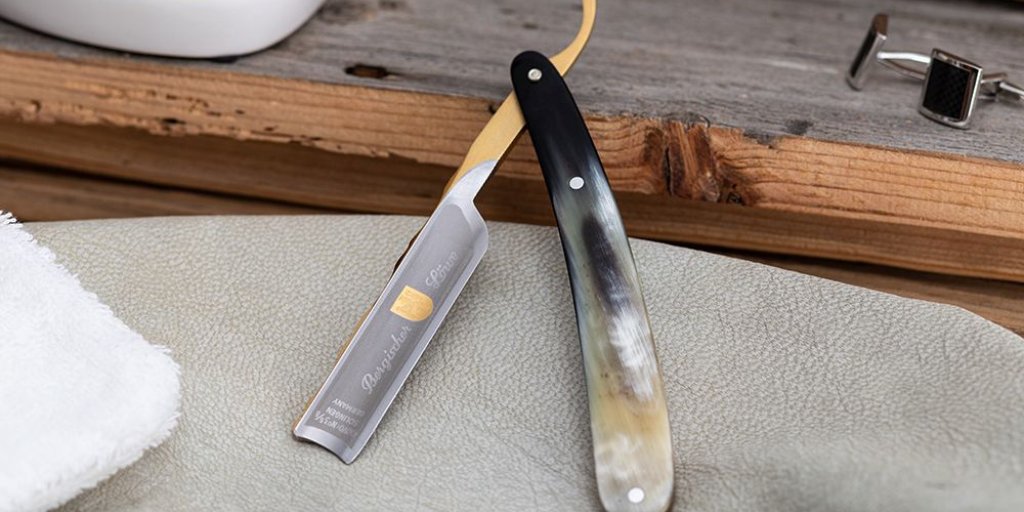 📢 BACK IN STOCK: Dovo Bergischer Lowe Straight Razor 5/8' African Cowhorn Handle Spanish Point

Get your Dovo Straight Razors now available at grownmanshave.com!
⁠
#grownmanshave #dovo #dovorazor #dovosolingen #wetshaving #wetshave #shaving #shave #straightrazor