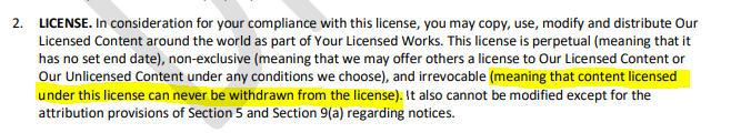 I've confirmed this with my lawyer. <a href="/Wizards_DnD/">Dungeons & Dragons</a> say it has the WORD "irrevocable" and immediately redefine it. It is an underhanded trick generally found in the nine hells.

They will do anything to get rid of OGL 1.0a. This is not a compromise. This not good faith.

#OpenDnD
