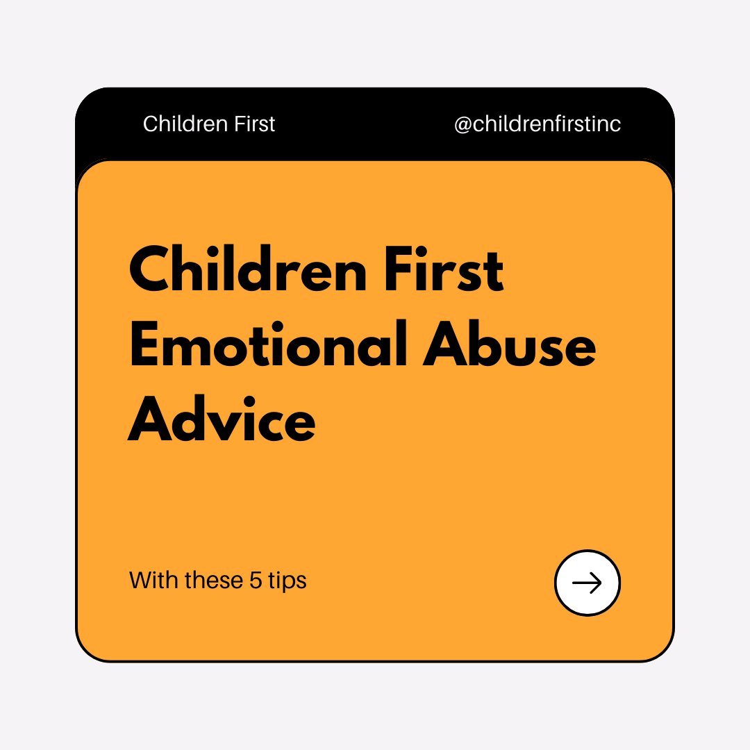 ChildrenFirstCC's tweet image. We're back at it again with some advice about Emotional Abuse this time, hopefully this helps you or maybe you learned something new 

You can find us on our website childrenfirstinc.org where you can see what we do and schedule an appointment with us