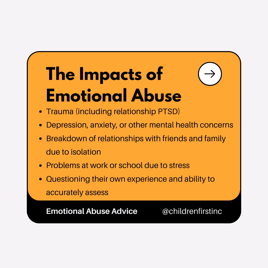 ChildrenFirstCC's tweet image. We're back at it again with some advice about Emotional Abuse this time, hopefully this helps you or maybe you learned something new 

You can find us on our website childrenfirstinc.org where you can see what we do and schedule an appointment with us