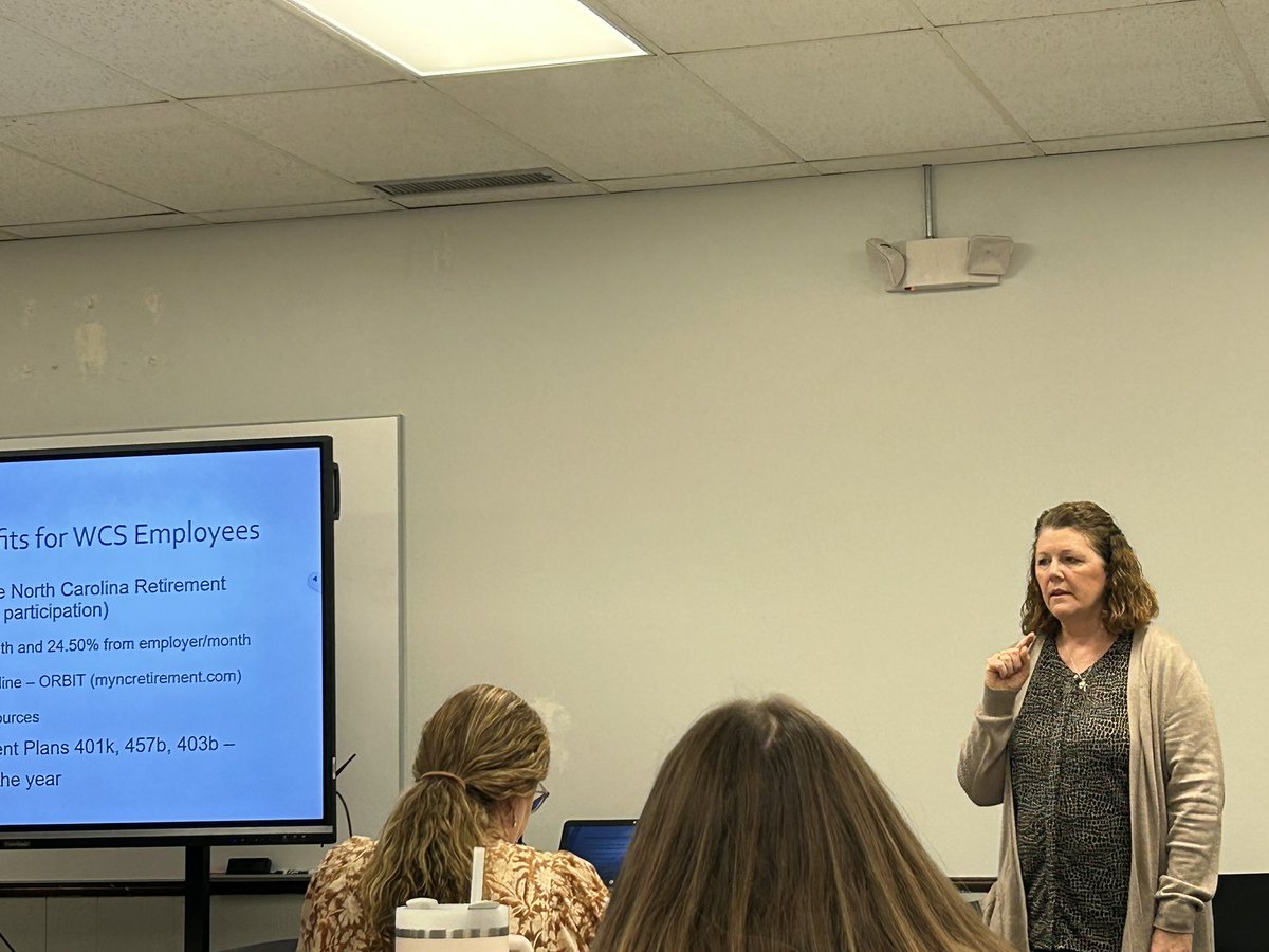 @jennhendix348 and <a href="/JStephenMartin/">Stephen Martin</a> are presenting valuable information about working in Watauga County schools with new employees. #WeAreWatauga