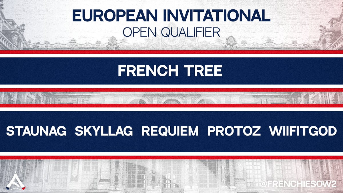 🇫🇷Blue is their heart but green is their soul. Ready to fight every storm at EIC Open Qualifier then grow more and more, it is the French Tree🌲

🛡️<a href="/Staunag/">Staunag</a>
⚔️@skylag_
⚔️<a href="/IxRequiem/">🇫🇷Requiēm🇵🇹</a>
💉<a href="/ProToZ__/">Thomas</a>
💉<a href="/WiifitG/">WiifitGOD</a>