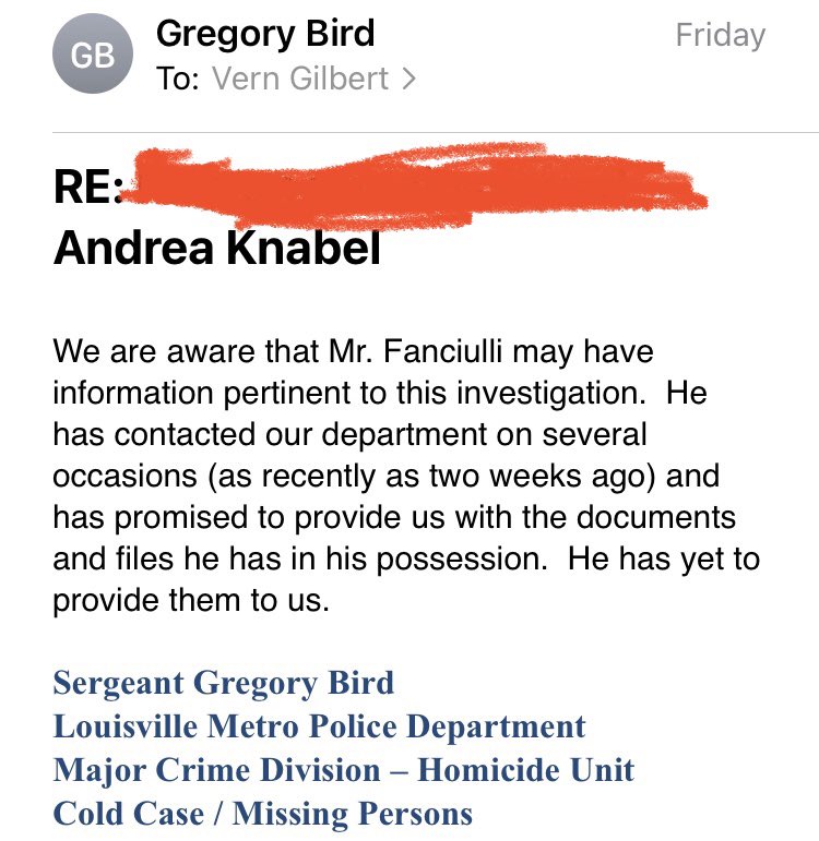 Joe/Nancy Fanciulli have withheld pertinent information in regards to #AndreaKnabel disappearance.
They have claimed throughout to be “working closely with law enforcement”
That is a lie 
#WhereIsAndreaKnabel