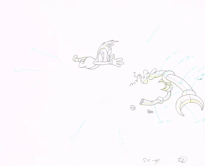 Adventures of Sonic The Hedgehog Animation Sketches of Grounder, Dr. Robotnik and Sonic from the Pilot. 