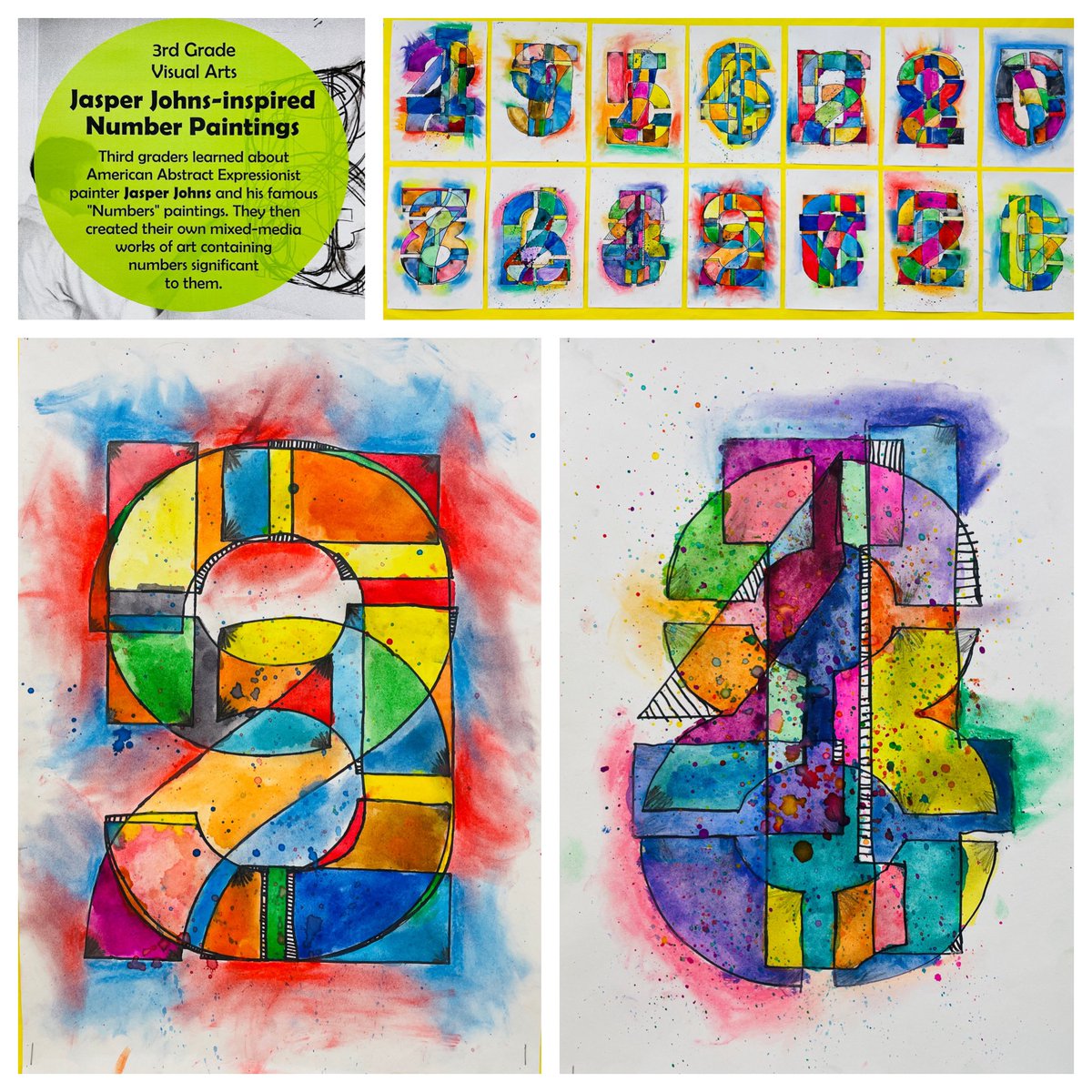GanzVisualArt's tweet photo. 3rd Grade Jasper Johns-inspired Numbers! #davis3 #arted #artsed #JasperJohns @Davis_Academy https://t.co/rtI66oSCxl