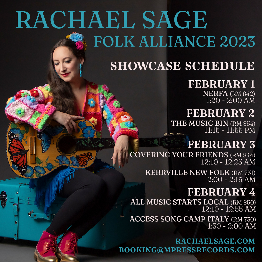 .@RachaelSage is heading to @FolkAlliance during the first week of February &amp; she is performing in a bunch of showcases! If you are attending be sure to check them out! 🎶