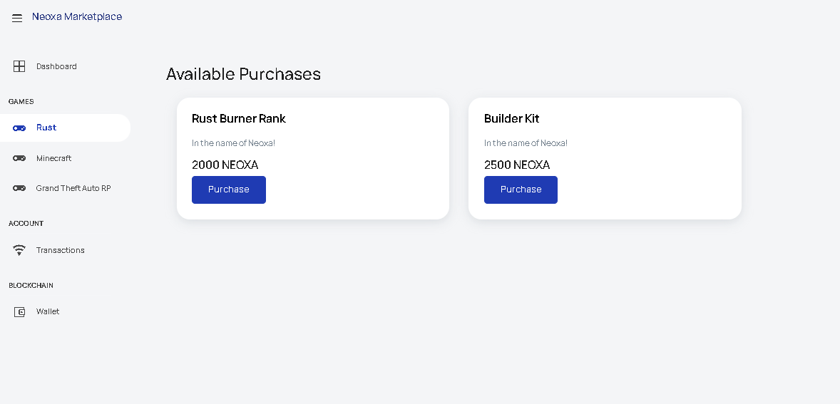 HarveyNeoxa's tweet photo. In the name of Neoxa! Purchases are 90% completed on the Marketplace. 

Testnet successfully purchased an item and it was pushed to the Rust game server. #neoxa #crypto https://t.co/mDqKeyOG5E