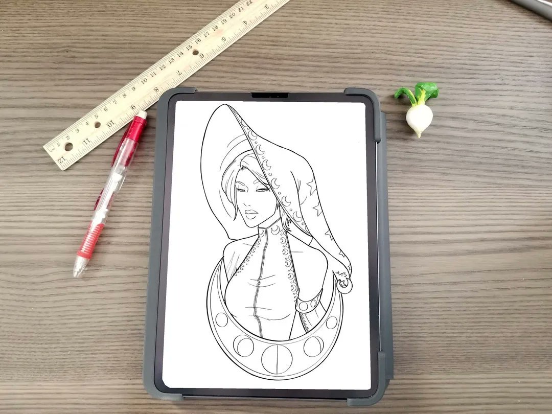 AMoxieCillin's tweet photo. End the week with the Moon Witch coloring page! Give her color. Make her spooky. Make her cute. Make her gross, idk, it's up to you. Either way support small businesses, lol.

#artistsontwitter #art #coloringpage https://t.co/NMdgNpQpIZ