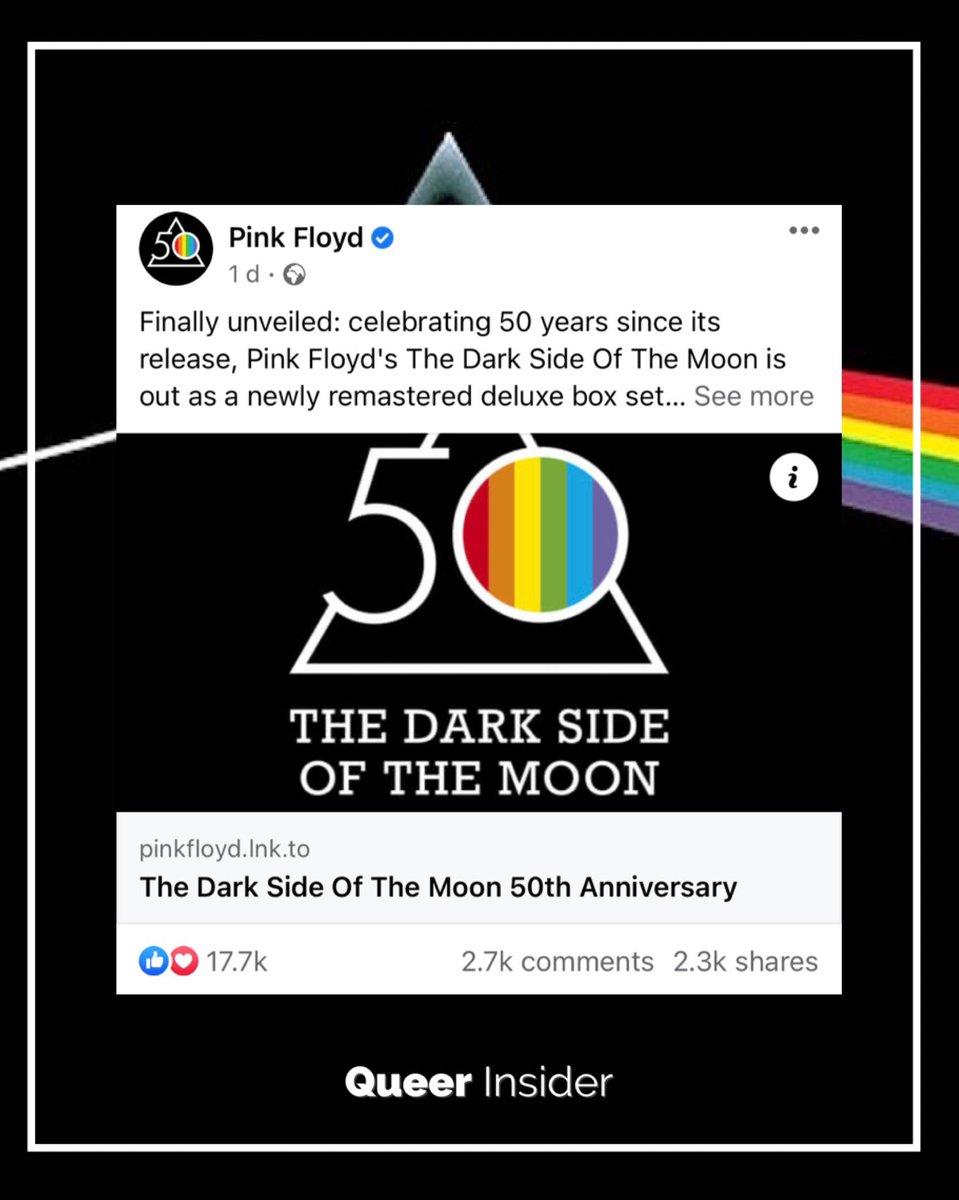 itslitpopshit's tweet photo. Lol. “Anti-woke” homophobes on Facebook are trying to cancel legendary rockers Pink Floyd - for a rainbow logo they have used since 1973 🌈
#LGBTQ #LGBTnews #PinkFloyd #ffslol https://t.co/xkZ2It0Ckb