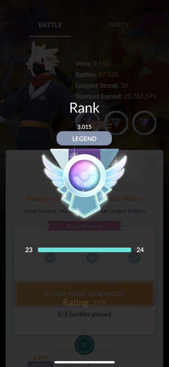 Formy781's tweet photo. Usual legend post. I hit this goal smoothly during this chill season. Now I can try a lot of new pokemon until the end of the season 😈 https://t.co/8eyCNOlaXU