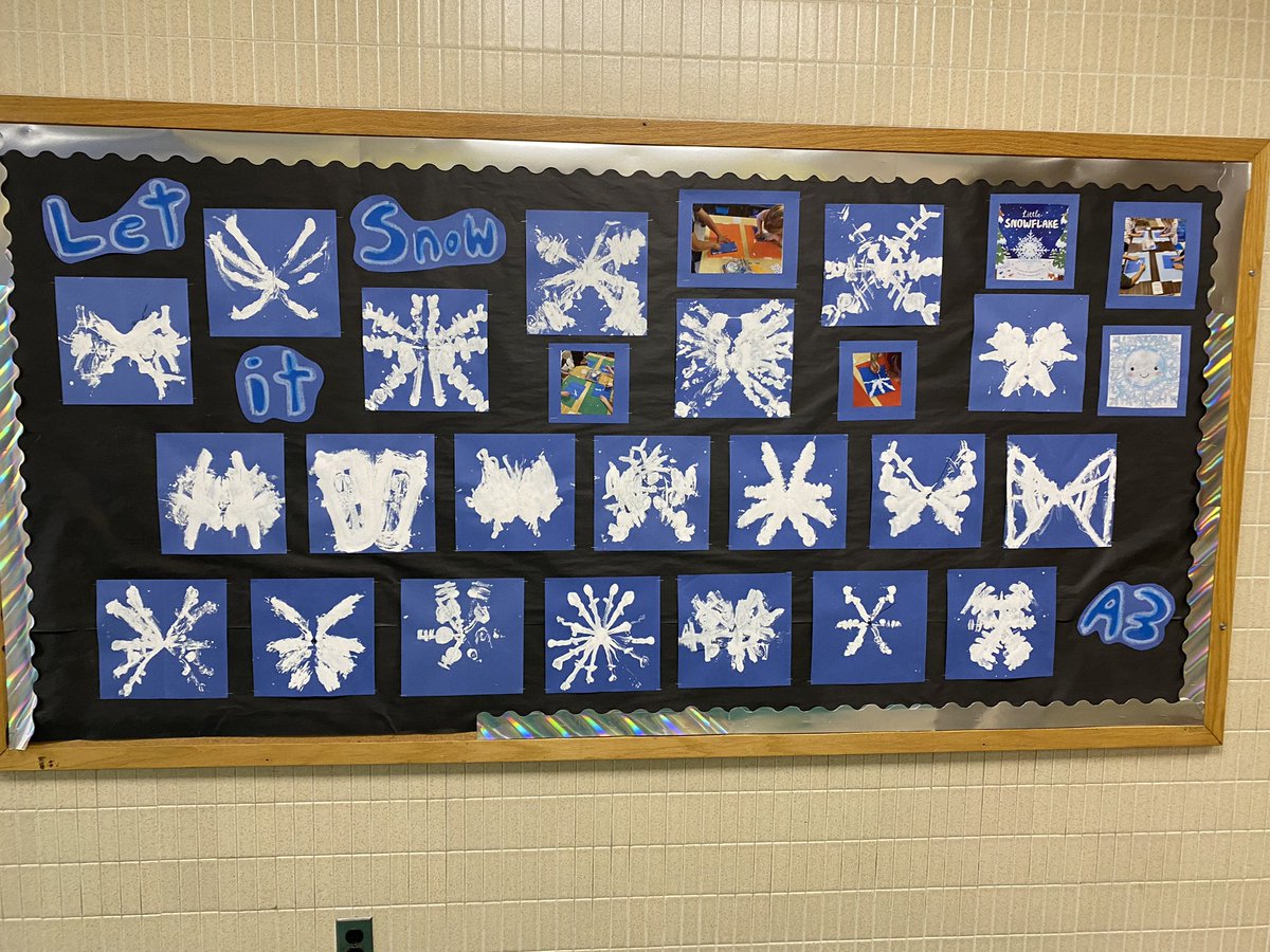 Our Mice On Ice and symmetrical snowflakes created by our #LittleMustangs with Ms. Corfman in art class are beautiful additions to our Willett hallways! #AlwaysTryYourBest