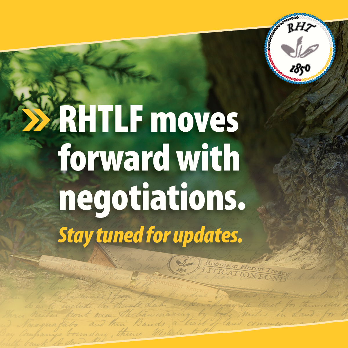 1850RHTreaty's tweet photo. Important Update: The Honourable Murray Sinclair had to step away from joining the Robinson Huron Annuities Case as a mediator due to health reasons.
We wish him well and will continue to move forward with negotiations. https://t.co/aEfiWwPunQ