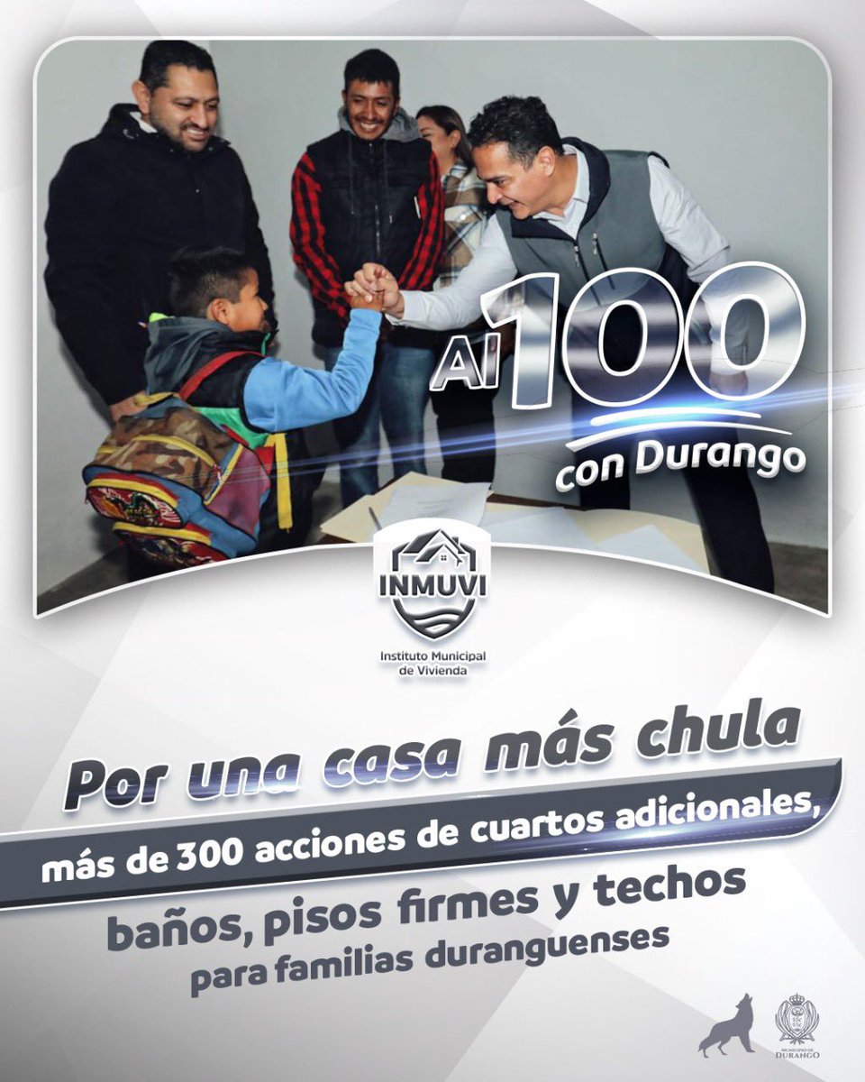 INMUVI_Durango's tweet image. En estos primeros 100 días cambiamos la vida de “Toñito” y más de 3️⃣0️⃣0️⃣ familias.🏡

Con @josejoseantonio, #Al100ConDurango.🐺
