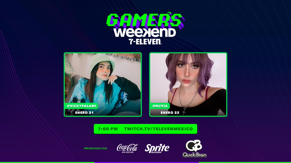 7ElevenGaming's tweet photo. 👾 ¡Enero con E de Esports! Disfruta del primer #GamersWeekend del año este sábado y domingo junto a @vickypalami y @Nuvia_OuO – nos vemos a las 7:00 PM en: https://t.co/VlpcBvCOVB
#Gamer7Eleven #Gaming https://t.co/9joPsFdjrg