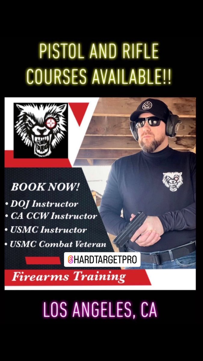 Shooters Welcomed 
#firearmsinstructor #losangeles #hollywood #pistol #rifle #shotgun #2a #2ndamendment #usmc #marines #combatveteran #firearmstraining #shooter #ccw #training Book NOW!!