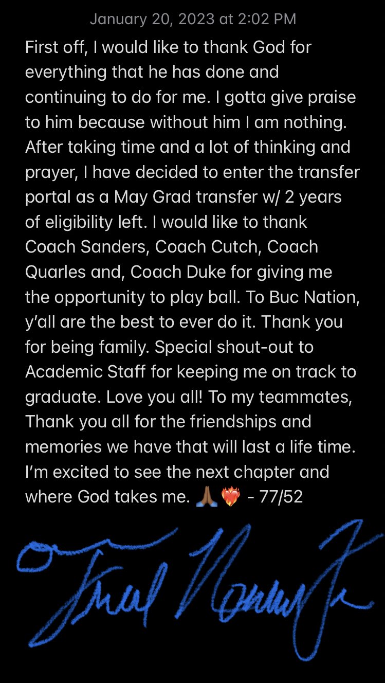 Fred Norman Jr. on Twitter "Forever Grateful!! 💯 Thank you ETSU ️‍🔥💯