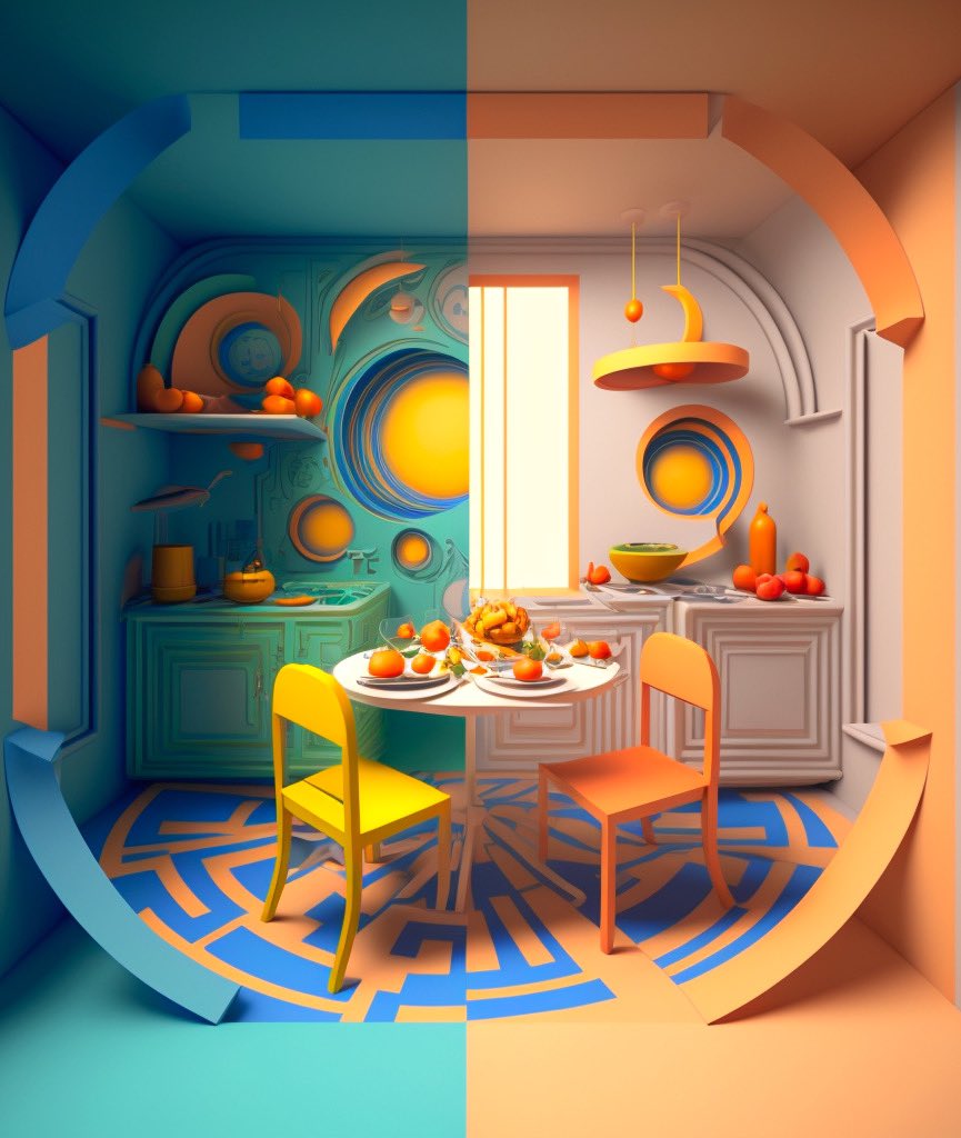 BraniDesi's tweet image. 🧡💙 Set Decor
Created using Midjourney
#MidJourney #midjourneyart #setdecor
