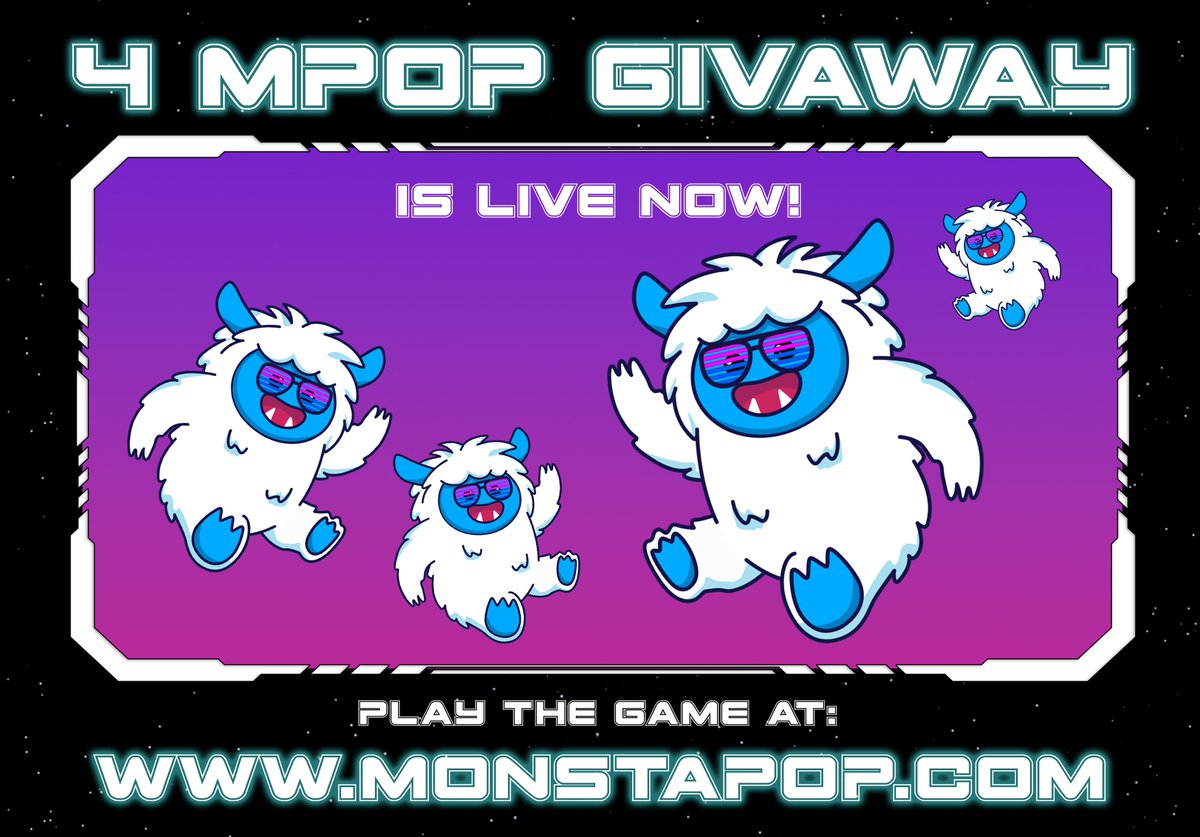 The pot is live. We have added 1 MPOP to the pot. Good luck Monstas! 

If we get 10 players, 3 random participants will win 1 MPOP each. 

Play the game at monstapop.com