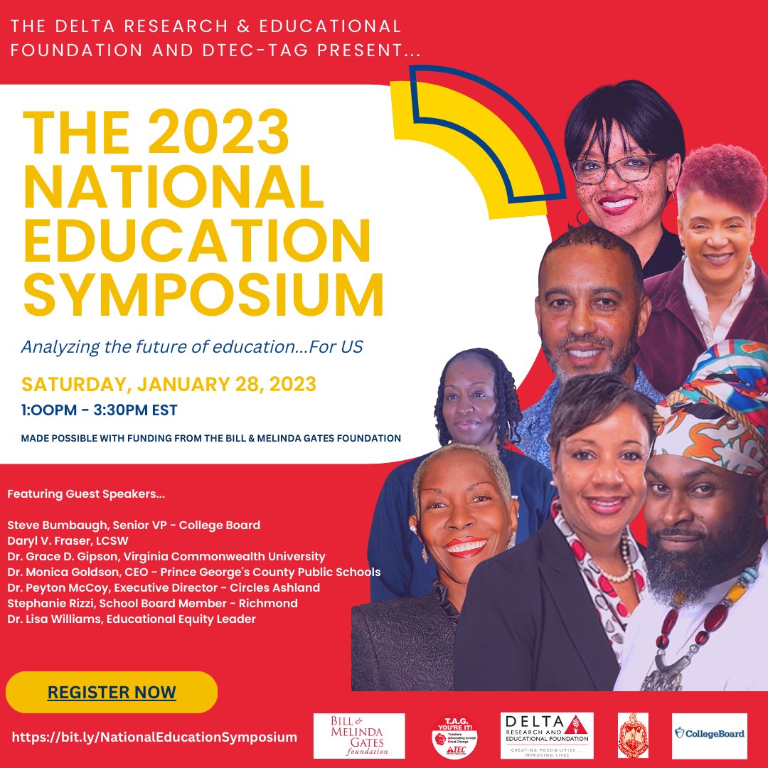 Join us on Saturday, Jan 28th for our 2023 National Education Symposium!! We’ll be working with educational stakeholders across the country to create more equitable solutions for our students. 

Registration info is on the flyer!